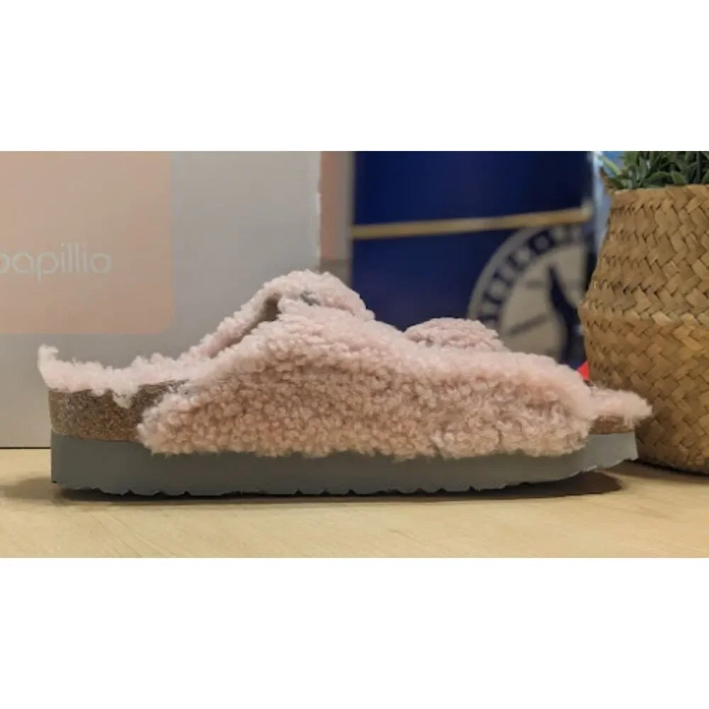 Birkenstock Arizona Crystal Rose Big Buckle Teddy Shearling Sandal EU 42 NIB